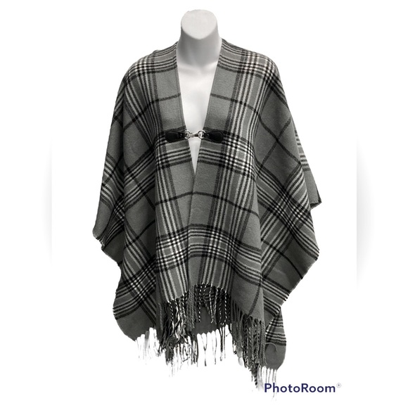 Sweaters - Blanket Wrap Poncho with Front Clasp Closure OneSize